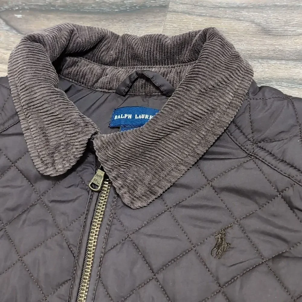 Children Polo Ralph Lauren quilted Jacket Corduroy collar Brown xl(16) 11P‎